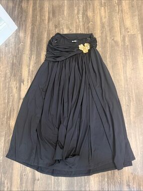 Draped Waist Maxi Skirt in Black